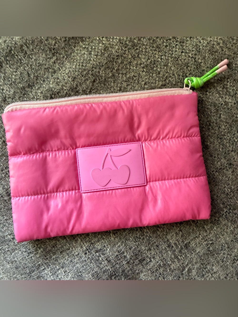 Cherry Hearts Pink Quilted Pouch